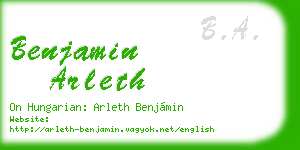 benjamin arleth business card